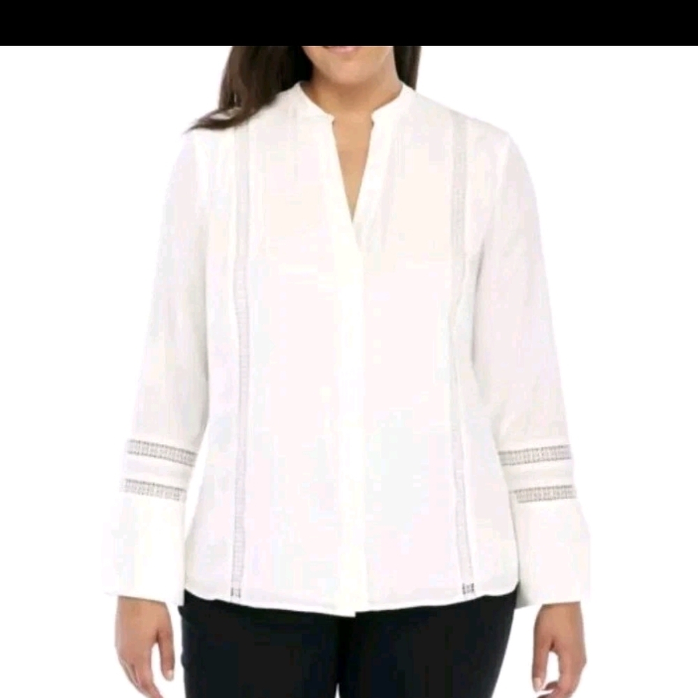 The Limited White Blouse with Lace Accents